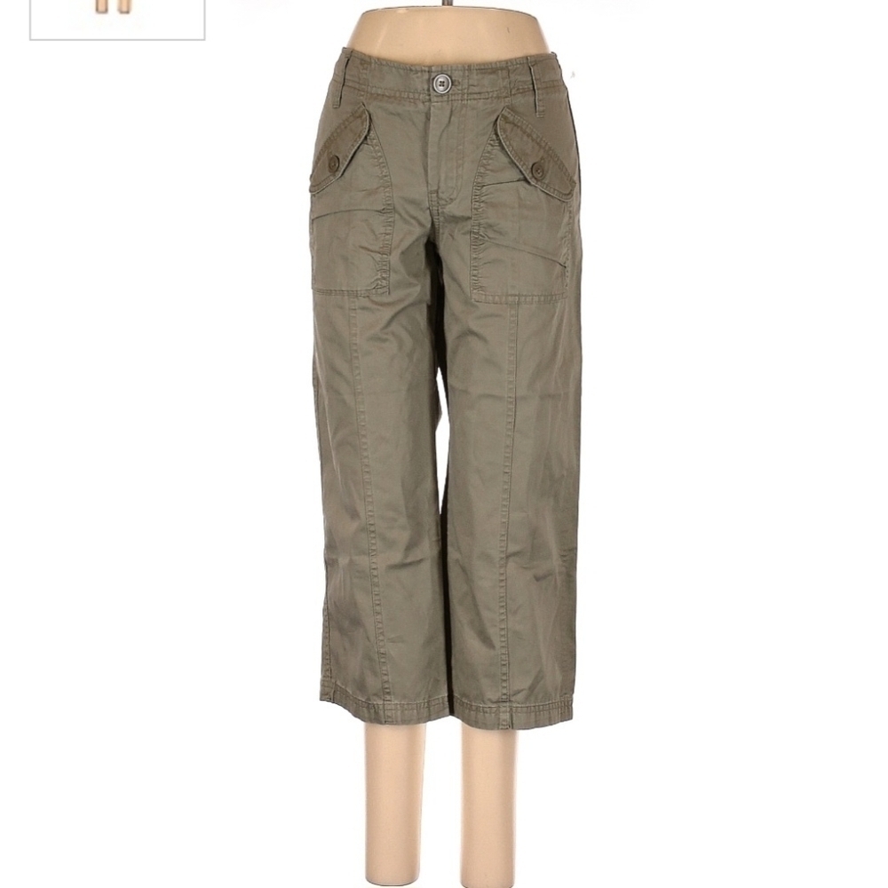 GAP Olive Green Crop Pants 100% Cotton Women's Size 4 Neutral Everyday Natural